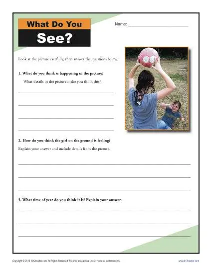 What Do You See Inference Worksheets For 4th And 5th Grade