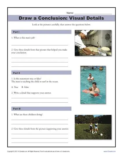 Drawing Conclusions Worksheet Activity for Middle School