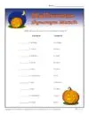 Halloween Synonym Match Worksheet