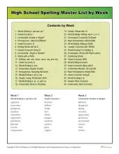 K12reader High School Spelling Words Master List by Week