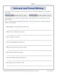 Informal and Formal Writing Worksheet Practice Activity