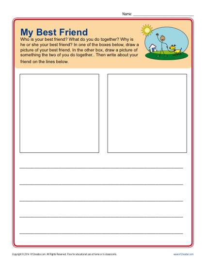 Writing Prompt for Kindergarten - My Best Friend