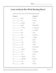 Latin and Greek Root Words - Meaning Match