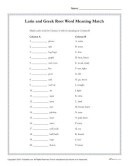 Greek and Latin Root Words Worksheets | Meaning Match