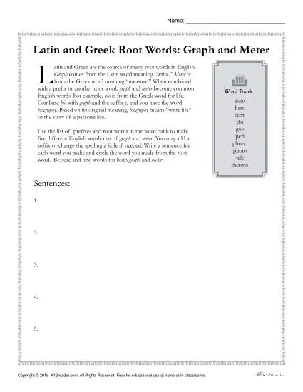 Roots And Affixes Chart