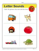 Letter Sounds: T | Preschool Letter Worksheet