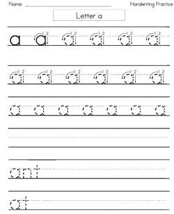 free handwriting worksheets for kindergarten block style print