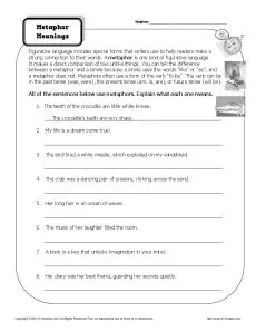 Worksheet - Metaphor Meanings