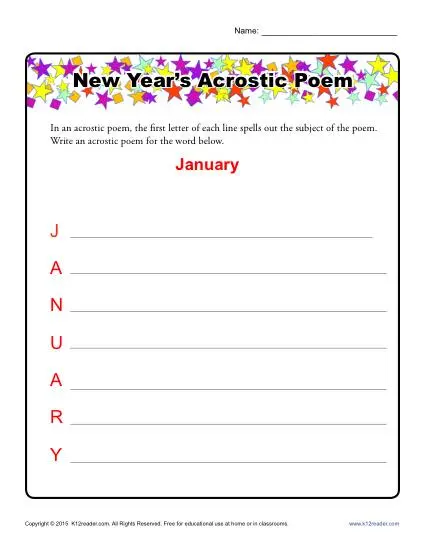 New Years Acrostic Poem