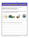 grade 7 language worksheet Onomatopoeia: Sounds