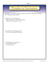 Paradox Worksheets | Figurative Language Practice Activities
