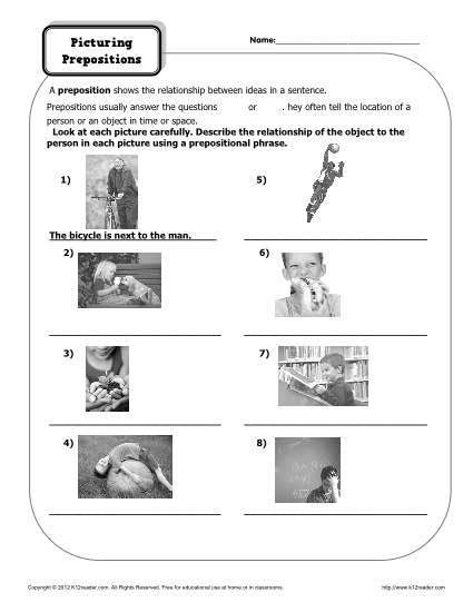 Picturing Prepositions - Free, Printable Worksheet Activity