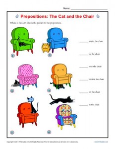prepositions the cat and the chair prepositional phrase