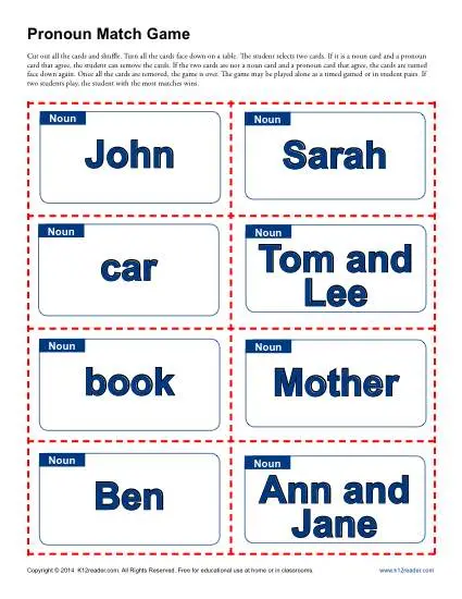 Pronoun Agreement | Pronoun Match Game