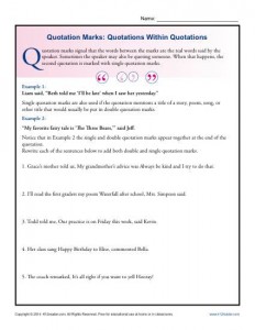 Quotation Marks: Quotations Within Quotations | Grammar Worksheets