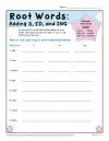 Printable Root Word Worksheet - Adding S, ED, and ING