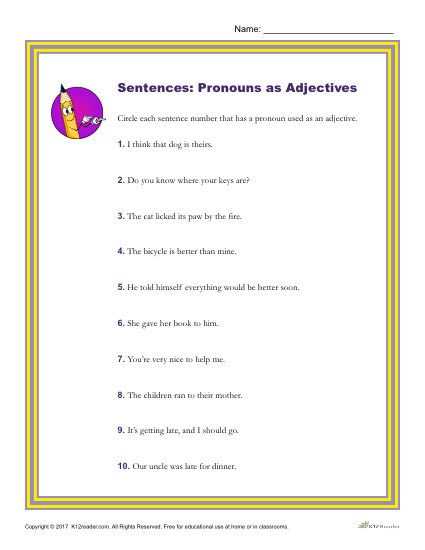 Which of the Following Sentences Have a Pronoun Use as an Adjective?