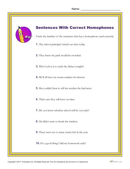 Identify Which Sentences Use Homophones Correctly