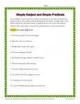 Simple Subject and Simple Predicate Worksheet Activity