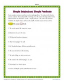 Simple Subject and Simple Predicate | 3rd Grade Worksheets