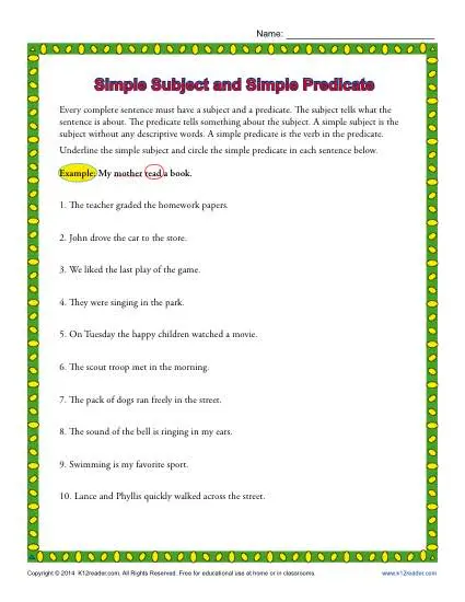 simple-subject-and-simple-predicate-3rd-grade-worksheets