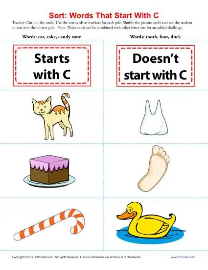 Letter C Consonant Worksheet