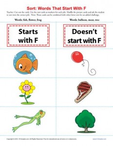 Words Starting With F | Beginning Consonant Worksheets