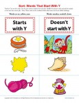 Sort the Words That Start With The Letter Y - Printable Worksheet Lesson Activity