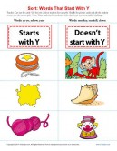 Words Starting With Letter Y | Beginning Consonant Worksheets