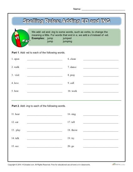Spelling Rules: Adding ED and ING