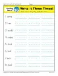 1st Grade Spelling Words Week 16 - K12Reader Spelling Curriculum