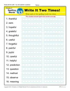 Second Grade Spelling Words List - Week 33 | K12reader