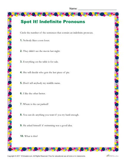 Which Of The Following Sentences Contains An Indefinite Pronoun 