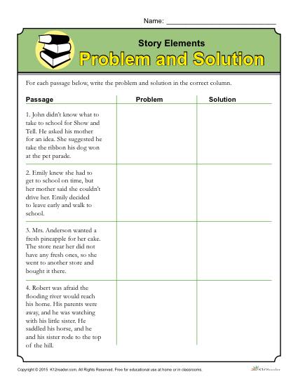 Identifying Conflict Worksheets