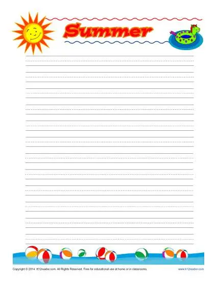 Summer Lined Paper for Writing