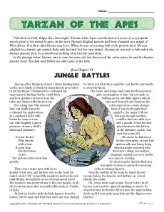 Tarzan of the Apes Reading Comprehension Set