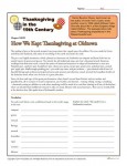 Thanksgiving Worksheets - Thanksgiving in the 19th Century