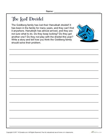 The Lost Dreidel Writing Prompt Activity