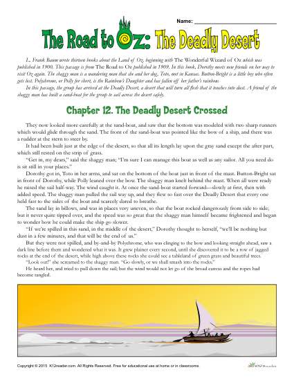 The Road to Oz: The Deadly Desert Worksheet Activities