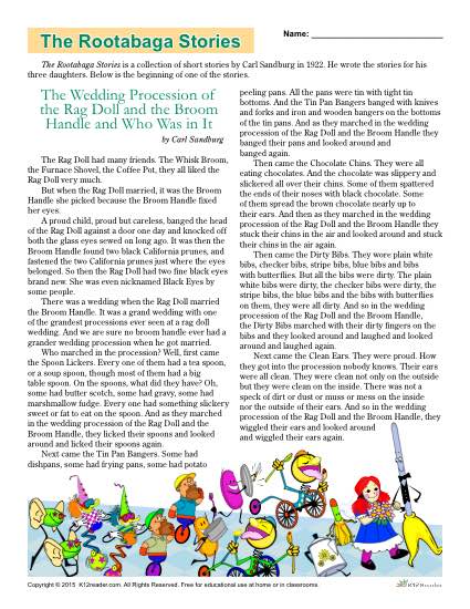 The Rootabaga Stories Classic Literature Worksheets