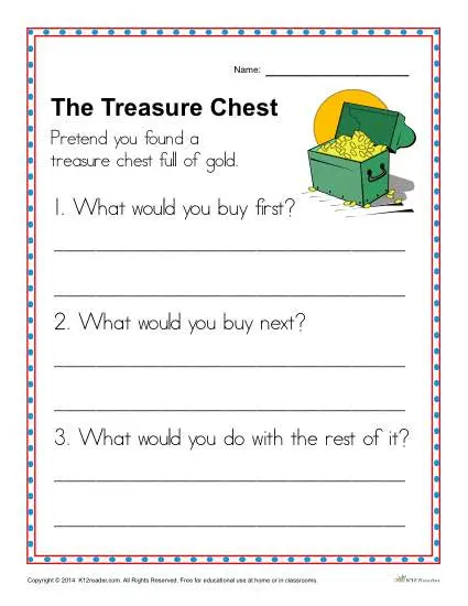 Kindergarten Writing Prompt- The Treasure Chest