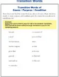 Cause, Purpose and Condition Transition Words