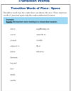 Place and Space Transition Words