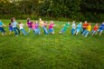 Children playing tug of war