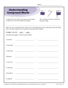 Understanding Compound Words Worksheet Activity for Students