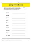 Using Better Nouns - 5th Grade through 7th Grade Worksheet