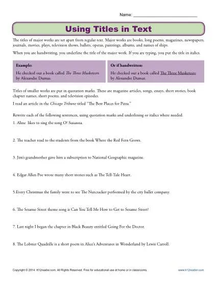 using-titles-in-text-worksheet-activity