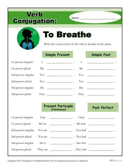 Verb Conjugation Worksheet - To Breathe