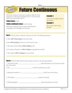 Verb Tense Worksheets | Future Continuous