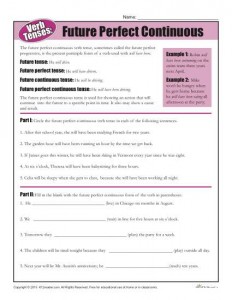Verb Tense Worksheets | Future Perfect Continuous